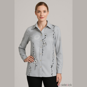 Alex Garay SZ 14 Gray Floral Button Up Dress Jacket